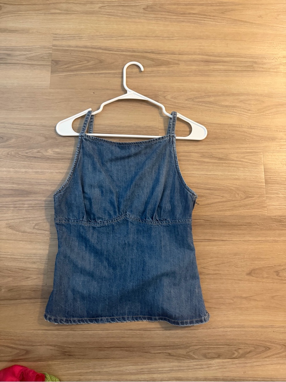 Zara Denim Square-Neck Tank Top - Blue Wash